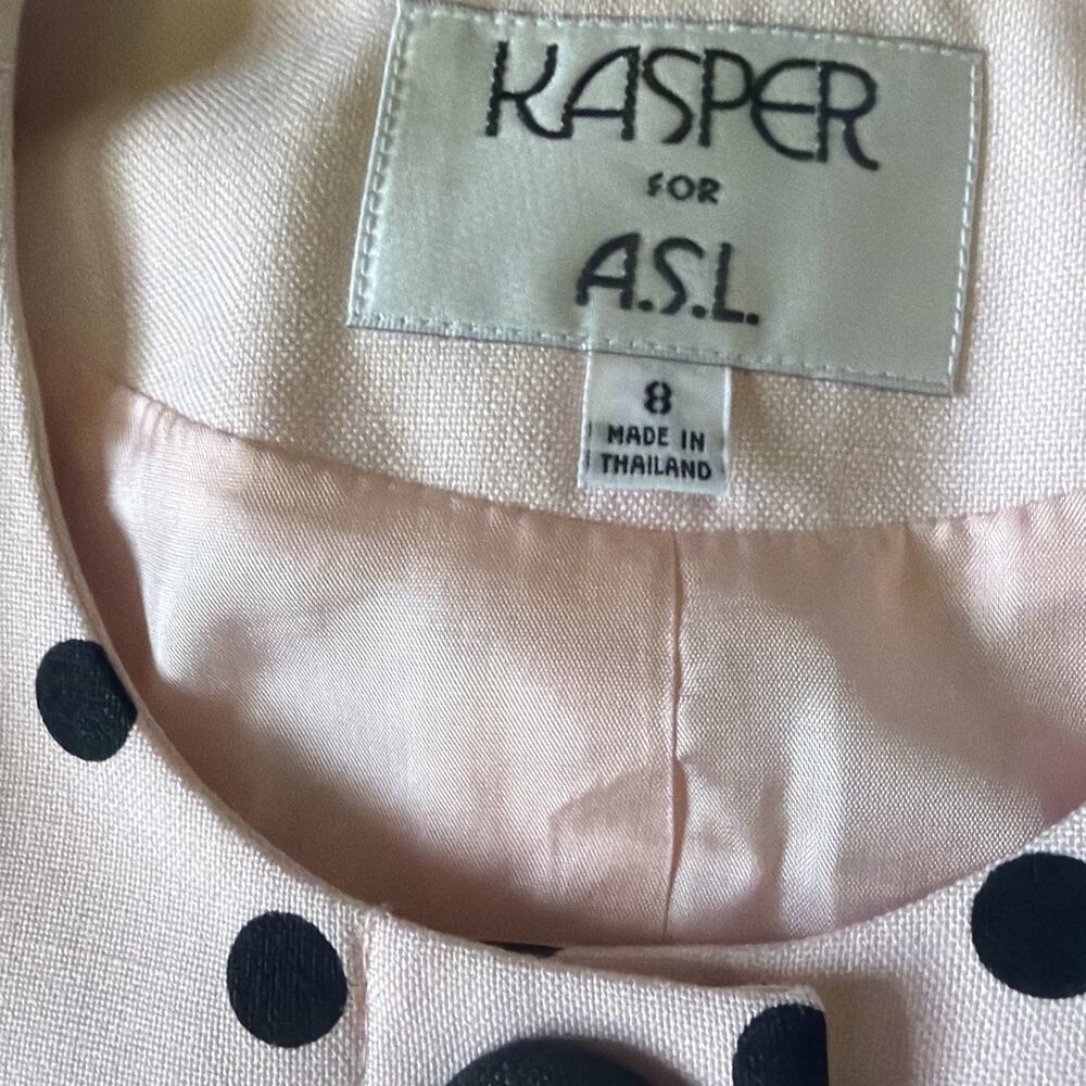 Vintage Kasper ASL Polka Dot Skirt Suit Sz 8 Blush Pink Black Barbiecore 90’s - Picture 4 of 16